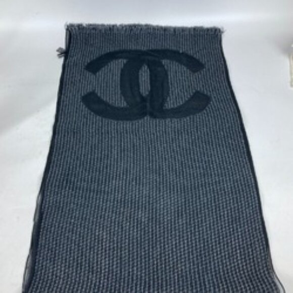 CHANEL CC Coco Mark Fringe Sheer Scarf Shawl Stole - Picture 5 of 8